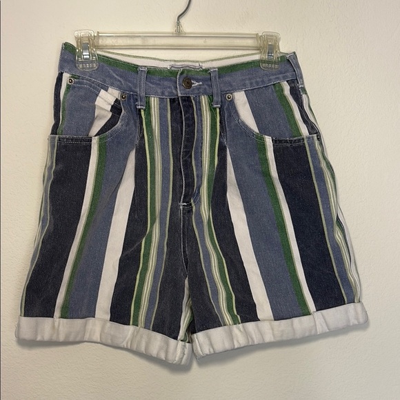 The Limited Jeans Vintage High Waisted Striped Denim Shorts size 10 100% cotton - Picture 1 of 6